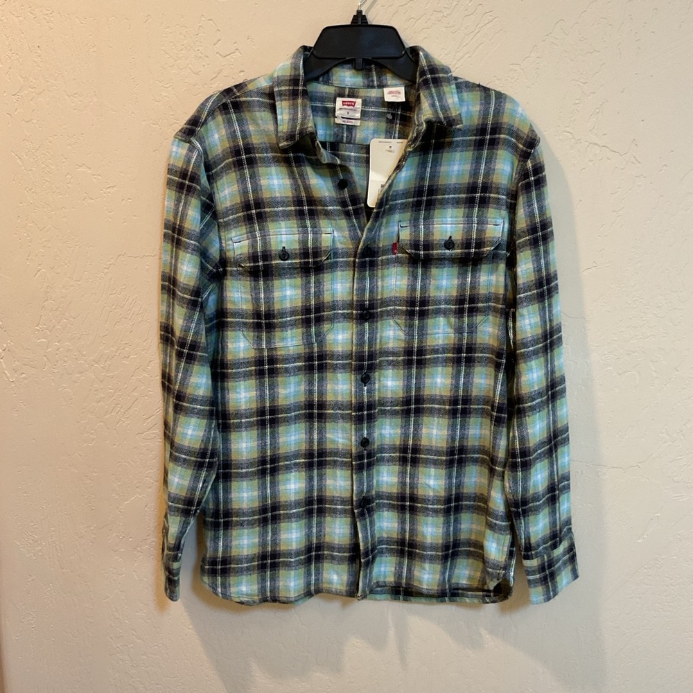 Levi's Green and Blue Plaid Shirt small
